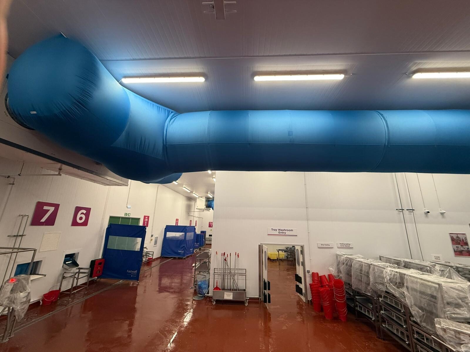 Air sock above production floor