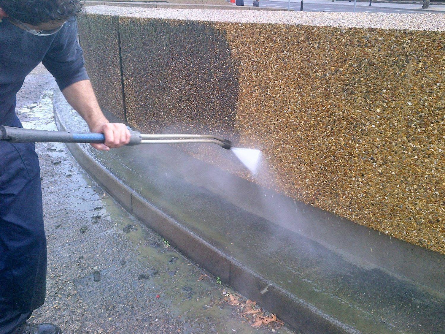 Steam cleaning hard standing